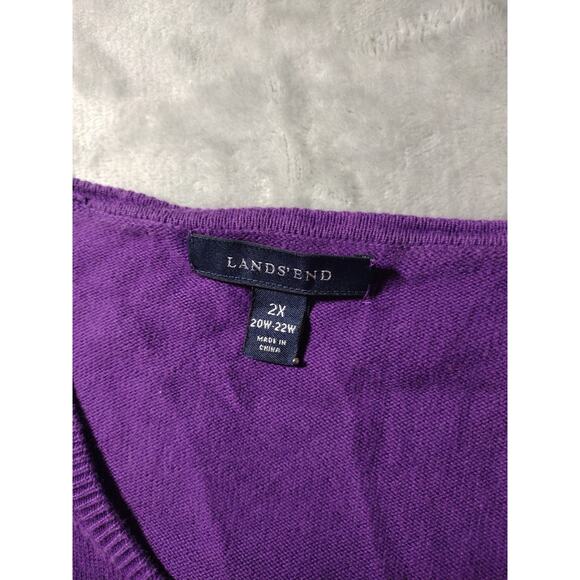 LANDS’ END Purple Cardigan Sweater 100% Pima Cotton Button Front Size 2X 20W-22W - Picture 3 of 9